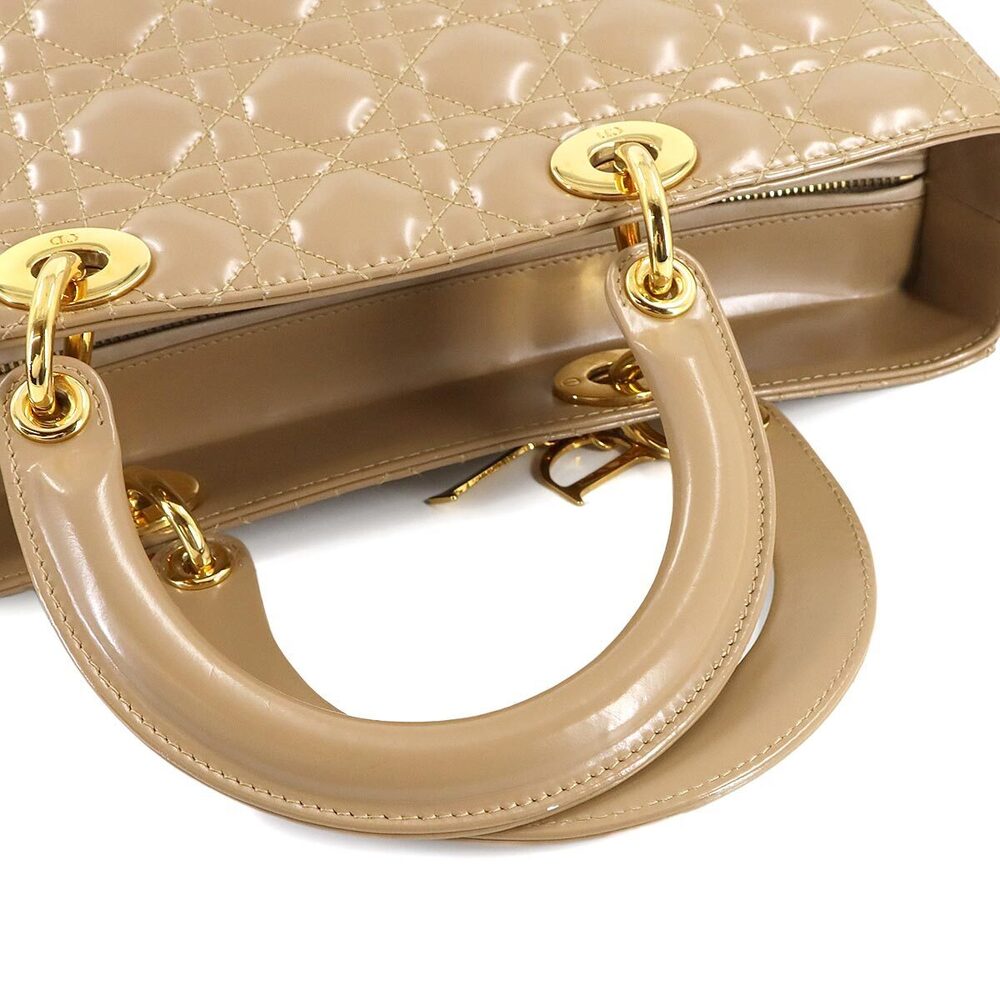 Christian Dior Cannage Lady Hand Shoulder Bag Leather Beige - Picture 6 of 8